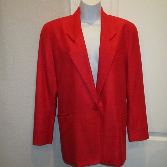 HENRI BENDEL NEW YORK SILK VINTAGE RED JACKET/BLAZER - Picture 2 of 4